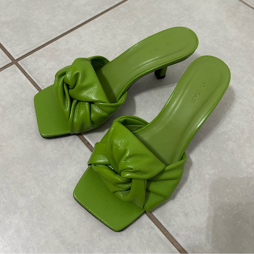 BY FAR Green Lana Heeled Sandals
